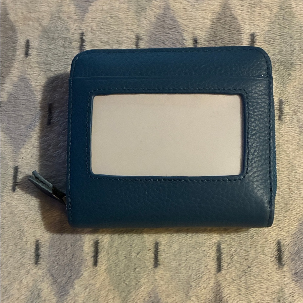 Teal Faux Leather Wallet with ID Window